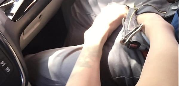 Footfetish babe teasing her lover in the car